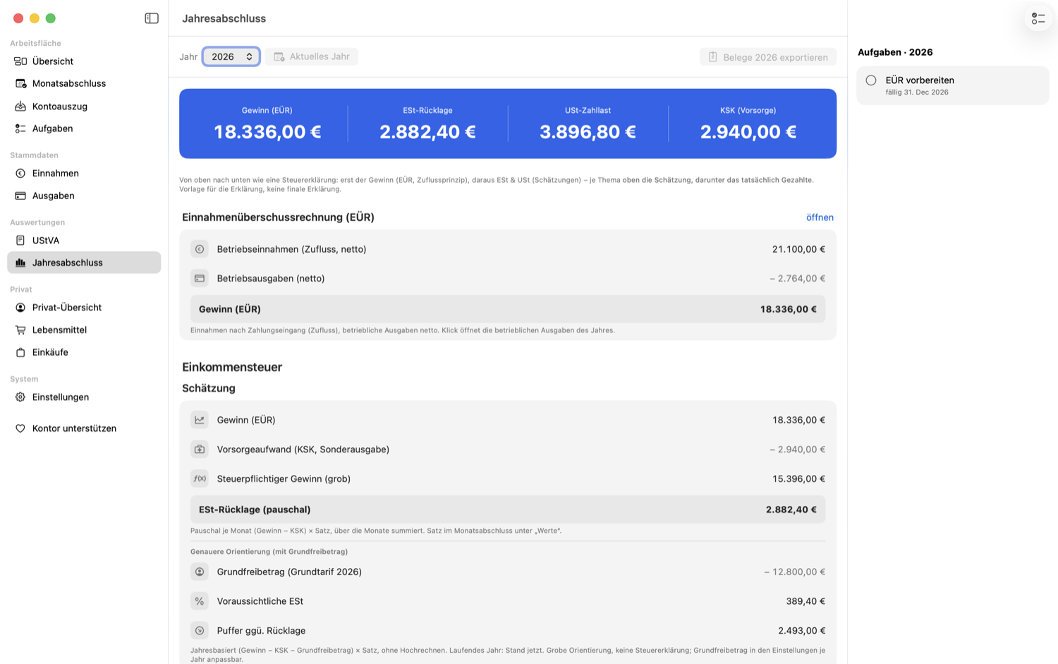 Kontor Jahresabschluss