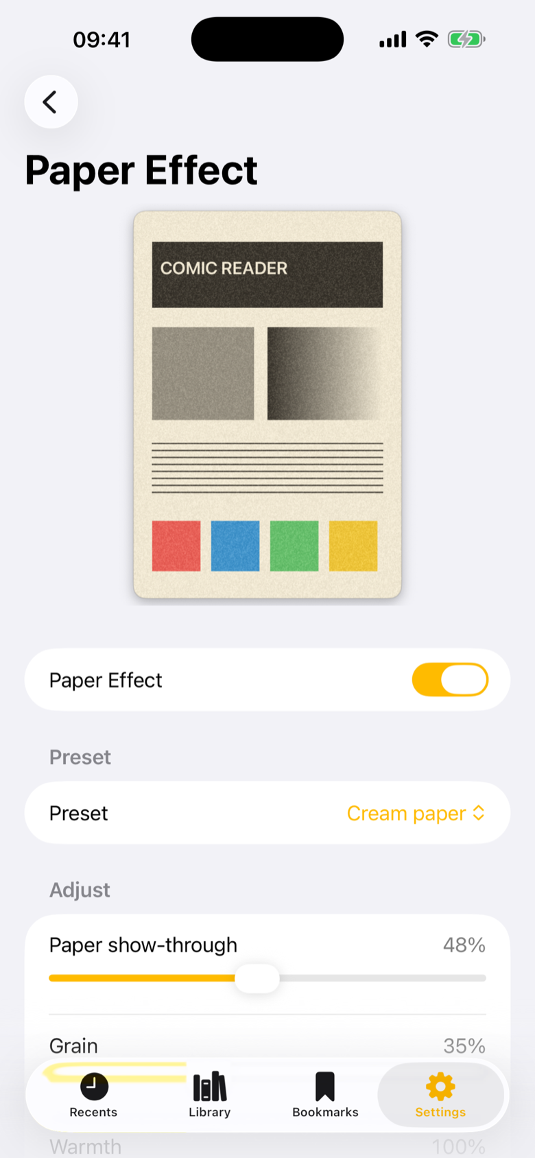Reader with the paper effect